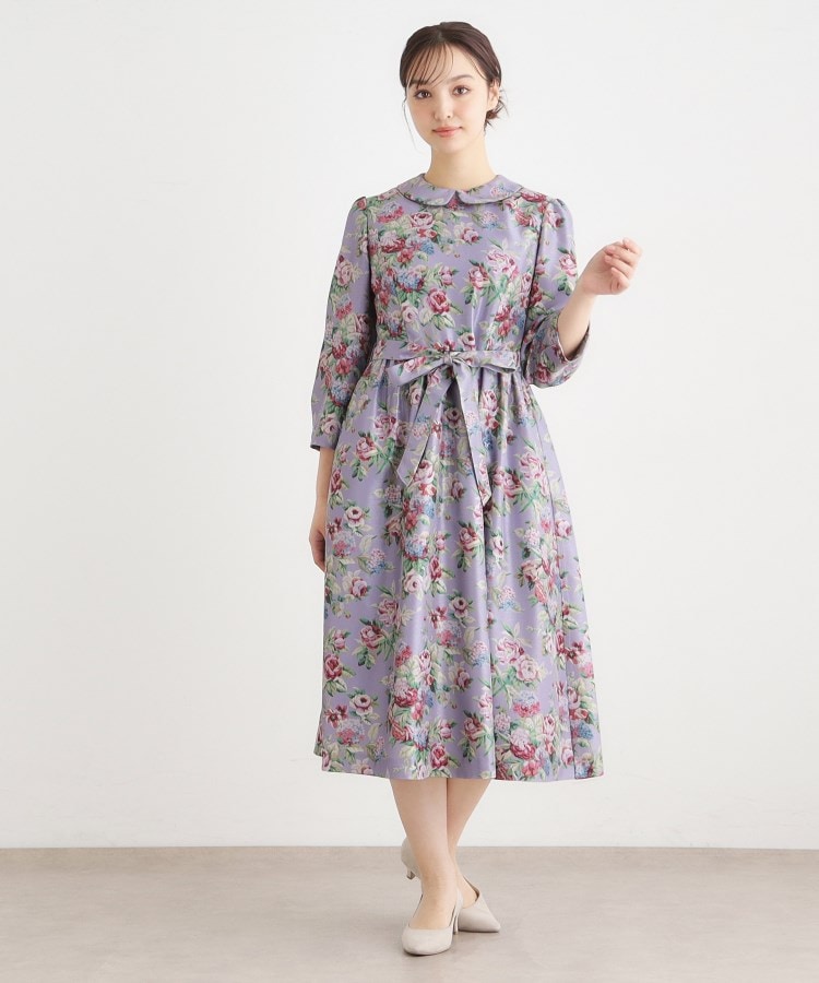 ローラ アシュレイ LAURA ASHLEY 【WEB限定／9分袖／M＿LL 3サイズ】ペンブリー柄 シャンタンワンピース （ピンク(175)） ピンク(175)