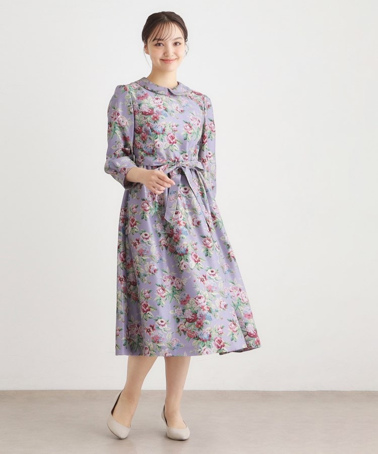 ローラ アシュレイ LAURA ASHLEY 【WEB限定／9分袖／M＿LL 3サイズ】ペンブリー柄 シャンタンワンピース （ピンク(175)） ピンク(175)