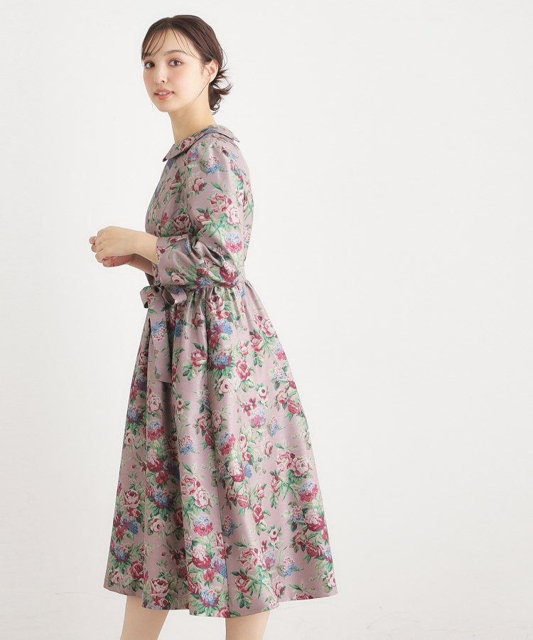 ローラ アシュレイ LAURA ASHLEY 【WEB限定／9分袖／M＿LL 3サイズ】ペンブリー柄 シャンタンワンピース （ピンク(175)） ピンク(175)