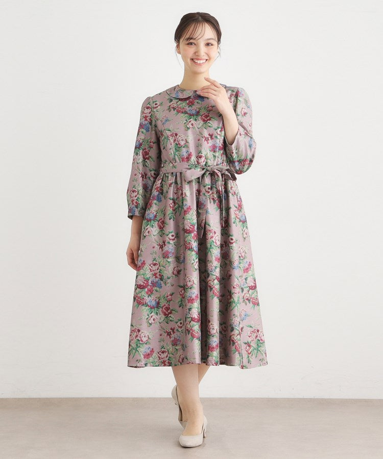 ローラ アシュレイ LAURA ASHLEY 【WEB限定／9分袖／M＿LL 3サイズ】ペンブリー柄 シャンタンワンピース （ピンク(175)） ピンク(175)