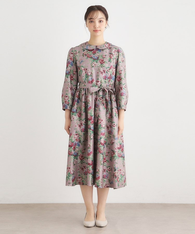 ローラ アシュレイ LAURA ASHLEY 【WEB限定／9分袖／M＿LL 3サイズ】ペンブリー柄 シャンタンワンピース （ピンク(175)） ピンク(175)
