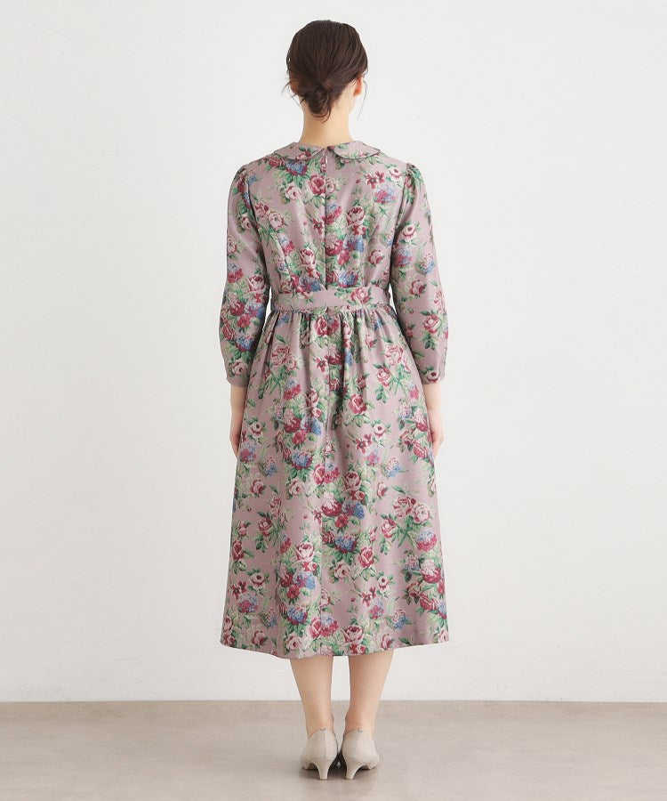 ローラ アシュレイ LAURA ASHLEY 【WEB限定／9分袖／M＿LL 3サイズ】ペンブリー柄 シャンタンワンピース （ピンク(175)） ピンク(175)