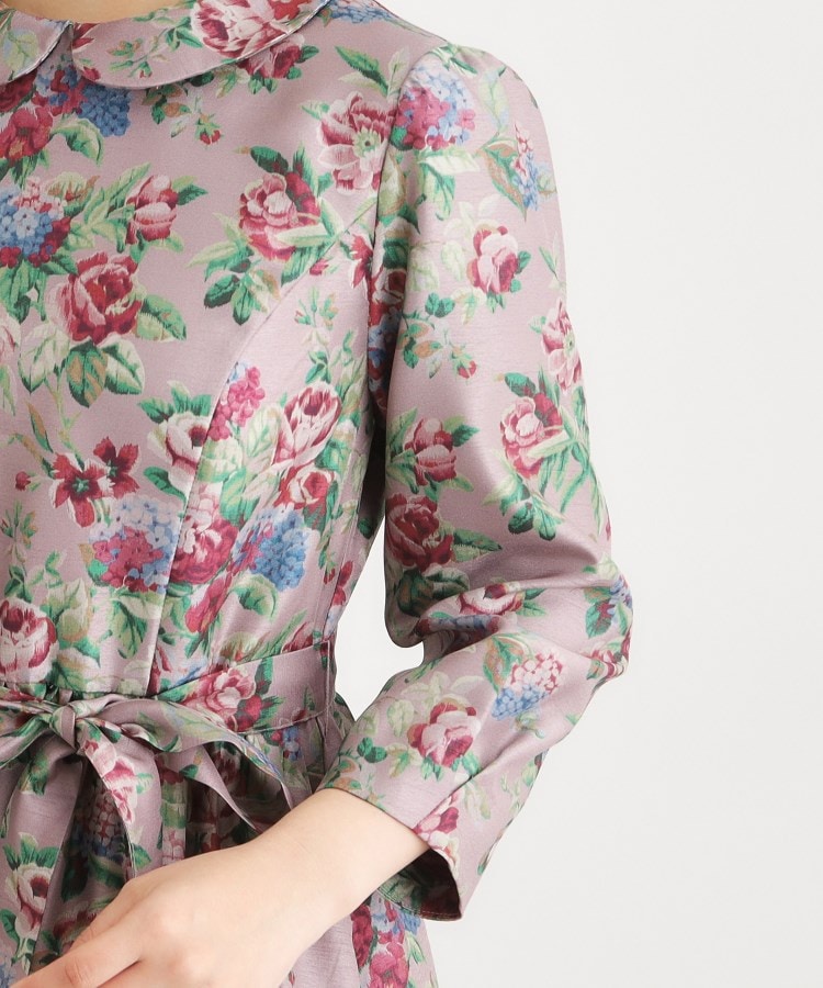 ローラ アシュレイ LAURA ASHLEY 【WEB限定／9分袖／M＿LL 3サイズ】ペンブリー柄 シャンタンワンピース （ピンク(175)） ピンク(175)