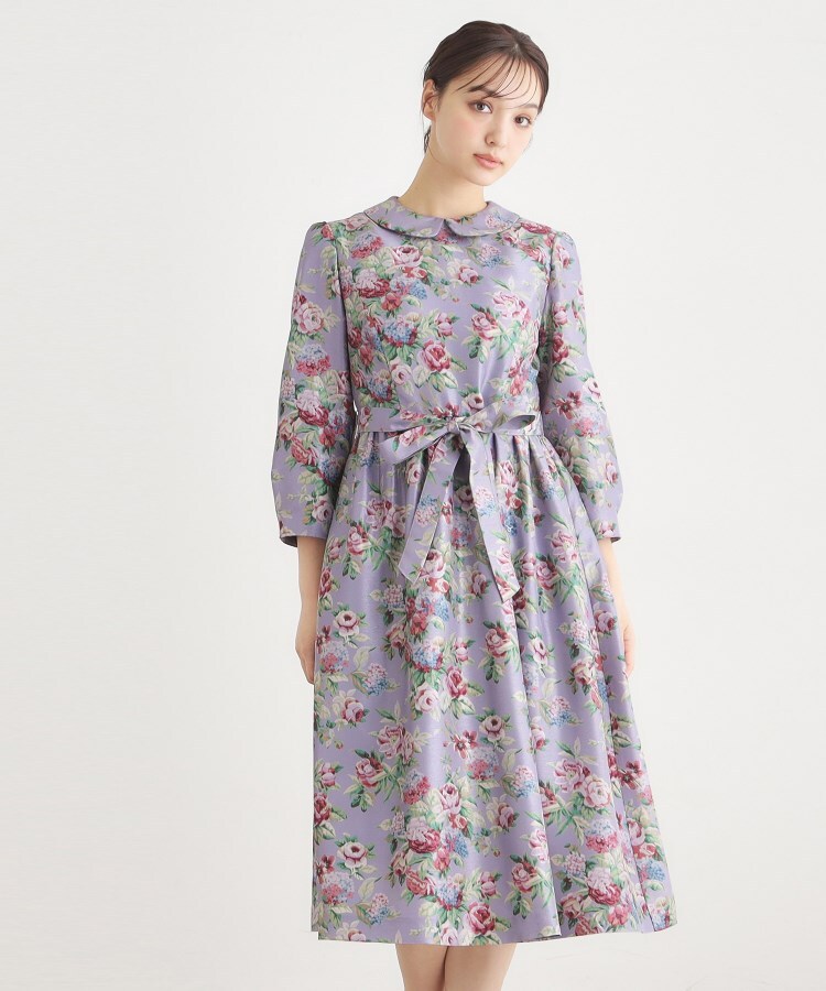 ローラ アシュレイ LAURA ASHLEY 【WEB限定／9分袖／M＿LL 3サイズ】ペンブリー柄 シャンタンワンピース （ピンク(175)） ピンク(175)
