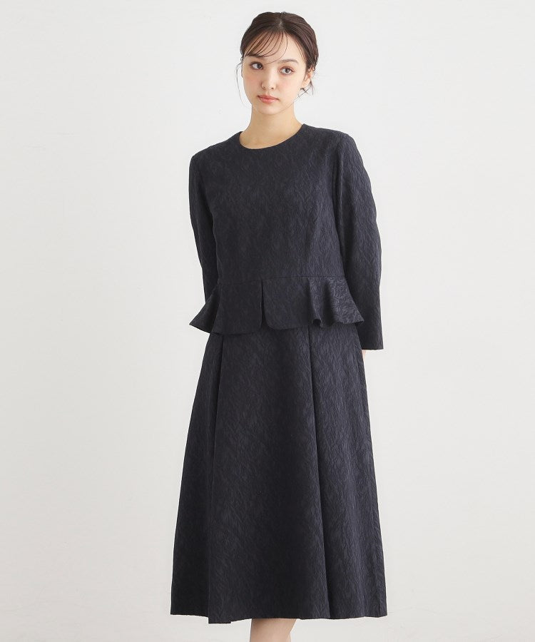 ローラ アシュレイ LAURA ASHLEY ペプラム風ジャカードワンピース （ベージュ(052)） ベージュ(052)