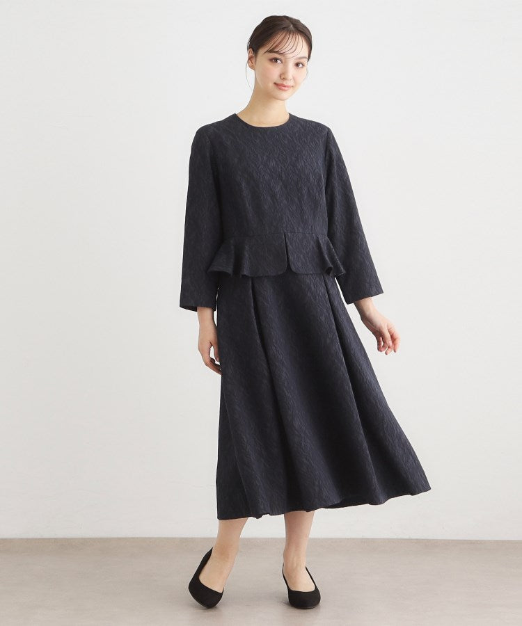 ローラ アシュレイ LAURA ASHLEY ペプラム風ジャカードワンピース （ベージュ(052)） ベージュ(052)