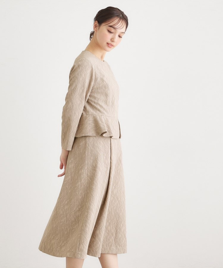 ローラ アシュレイ LAURA ASHLEY ペプラム風ジャカードワンピース （ベージュ(052)） ベージュ(052)