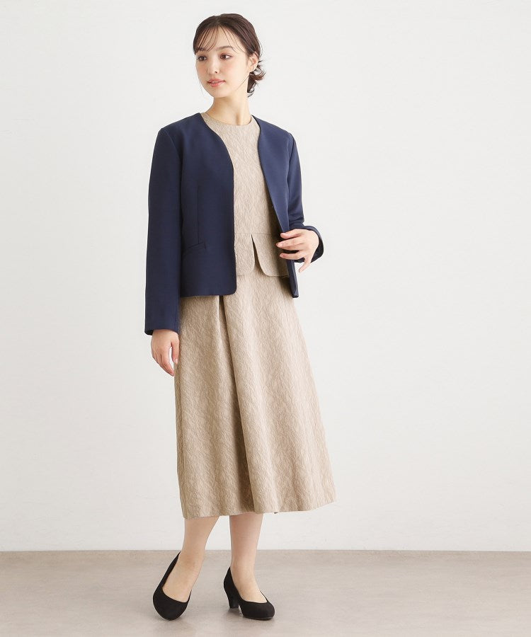 ローラ アシュレイ LAURA ASHLEY ペプラム風ジャカードワンピース （ベージュ(052)） ベージュ(052)