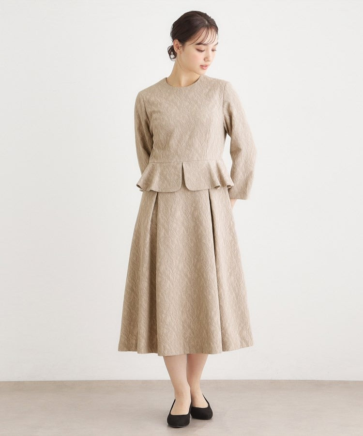 ローラ アシュレイ LAURA ASHLEY ペプラム風ジャカードワンピース （ベージュ(052)） ベージュ(052)