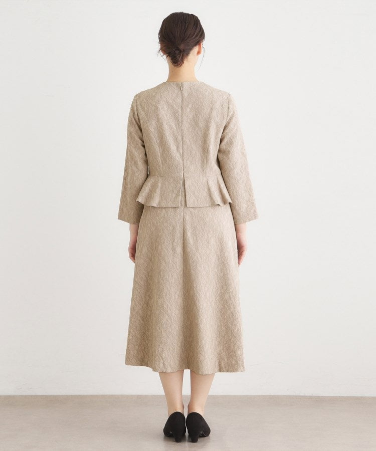 ローラ アシュレイ LAURA ASHLEY ペプラム風ジャカードワンピース （ベージュ(052)） ベージュ(052)