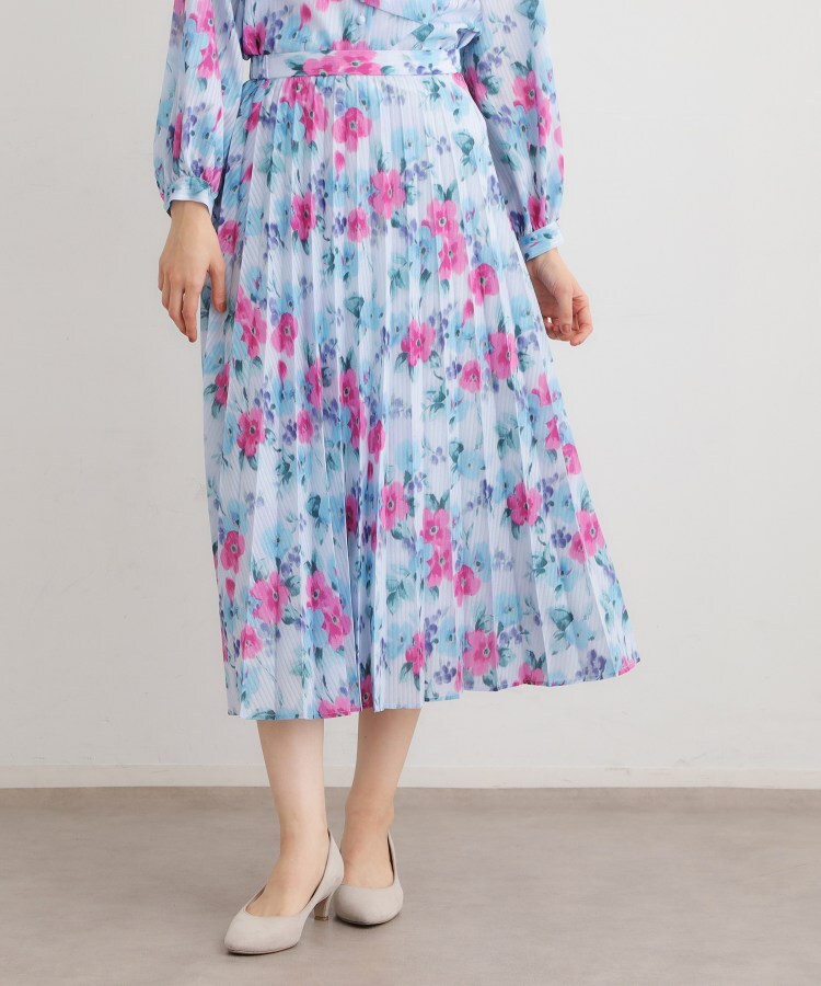 ローラ アシュレイ LAURA ASHLEY 【手洗い可／同柄アイテムあり】フリーサム ヘイズ柄 プリーツスカート （ブルー(191)） ブルー(191)