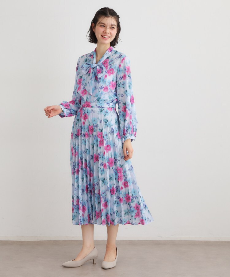 ローラ アシュレイ LAURA ASHLEY 【手洗い可／同柄アイテムあり】フリーサム ヘイズ柄 プリーツスカート （ブルー(191)） ブルー(191)