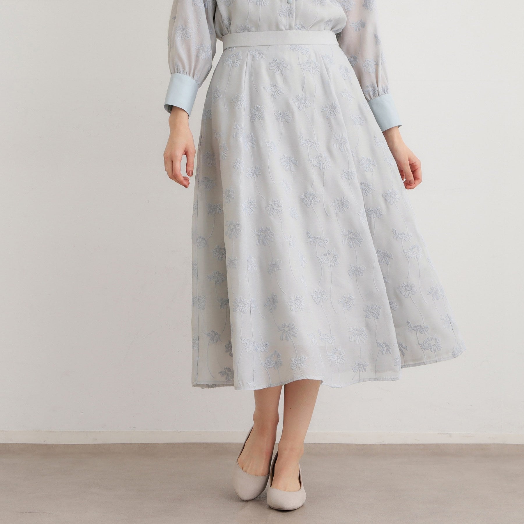 ローラ アシュレイ LAURA ASHLEY 【セットアップ可】ランズウィック柄 刺繍フレアスカート （ブラック(119)） ブラック(119)