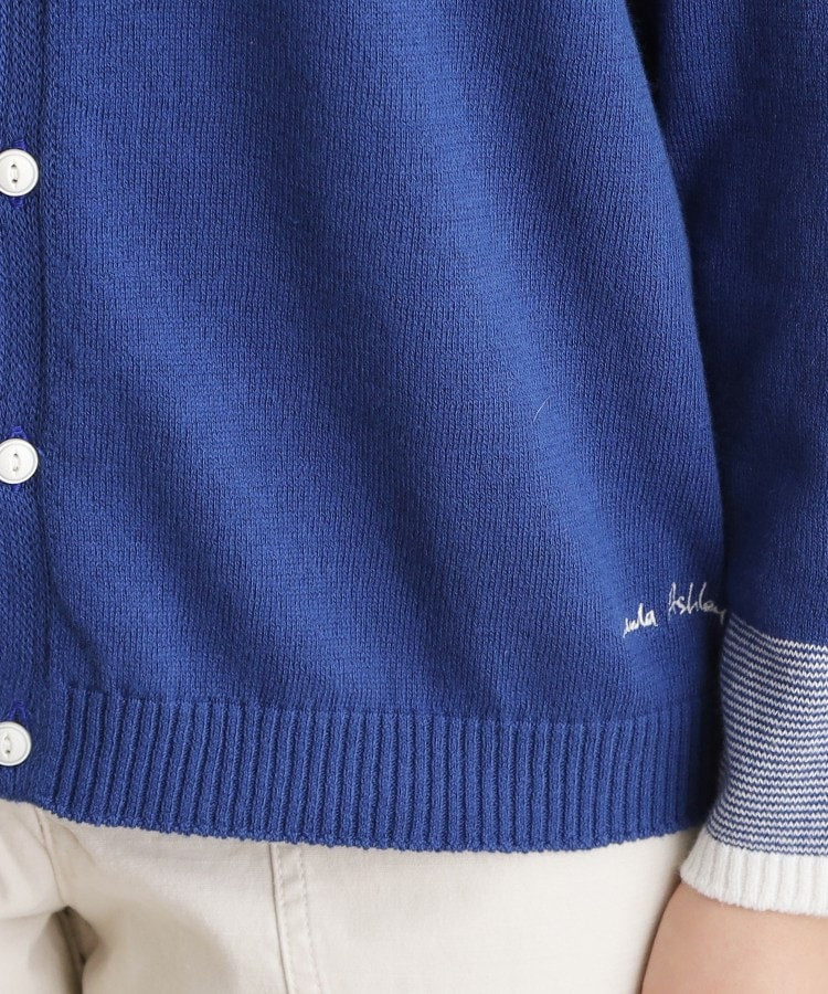 ローラ アシュレイ LAURA ASHLEY 【人気デザイン！日本製／ロゴ刺繍入り／ワンマイルウエア】コットン ニットカーディガン （グリーン(322)） グリーン(322)