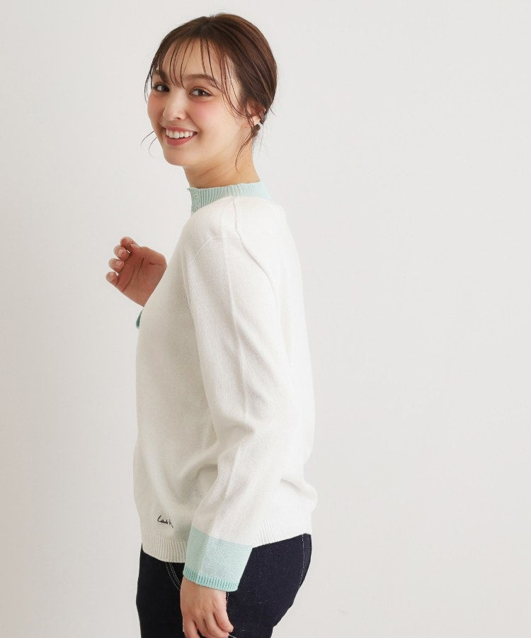 ローラ アシュレイ LAURA ASHLEY 【人気デザイン！日本製／ロゴ刺繍入り／ワンマイルウエア】コットン ニットカーディガン （グリーン(322)） グリーン(322)