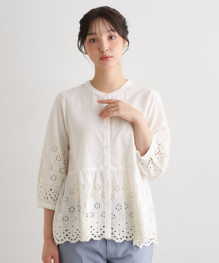 ローラ アシュレイ LAURA ASHLEY 【羽織に使える／コットン100％】キャンブリックカットワークブラウス （オフホワイト(003)） オフホワイト(003)