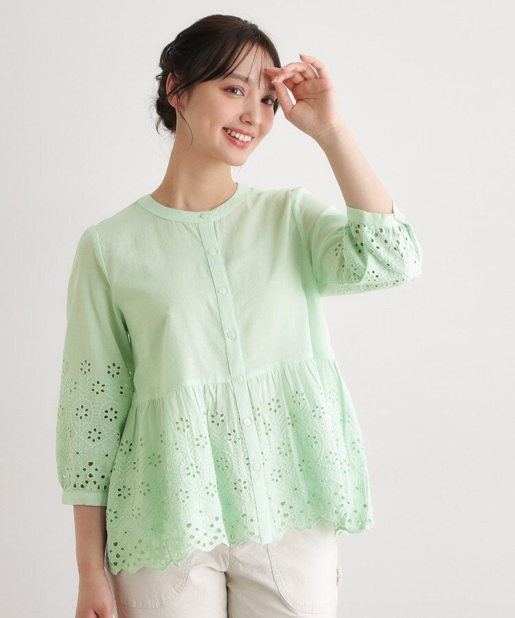 ローラ アシュレイ LAURA ASHLEY 【羽織に使える／コットン100％】キャンブリックカットワークブラウス （オフホワイト(003)） オフホワイト(003)