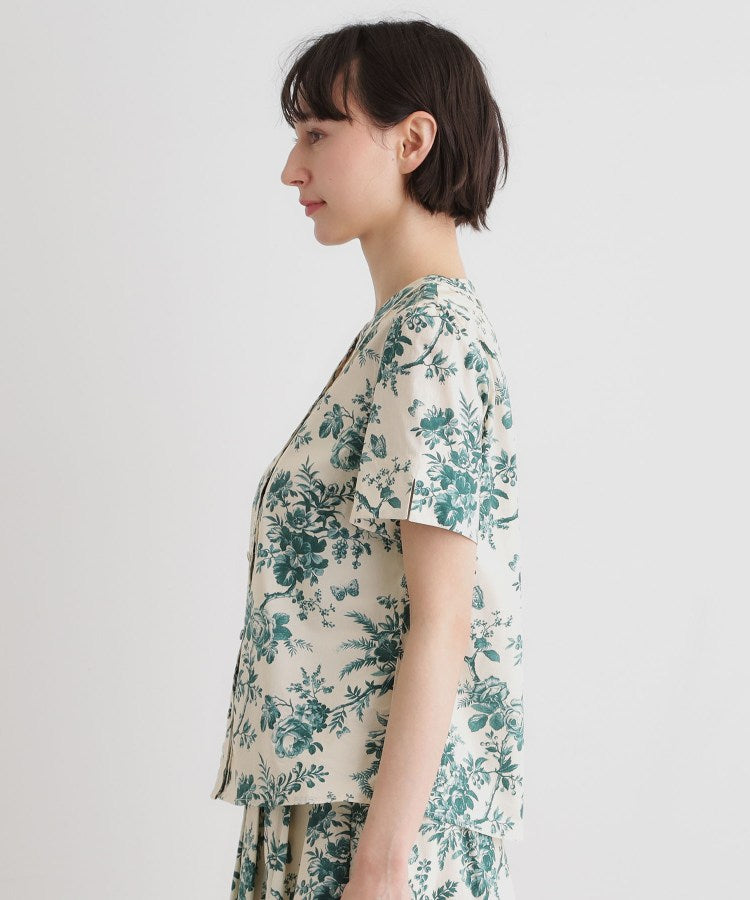 ローラ アシュレイ LAURA ASHLEY 【洗える／コットン100％／3colors／同柄アイテムあり】ウォールド ガーデン柄ブラウス （グリーン(123)） グリーン(123)