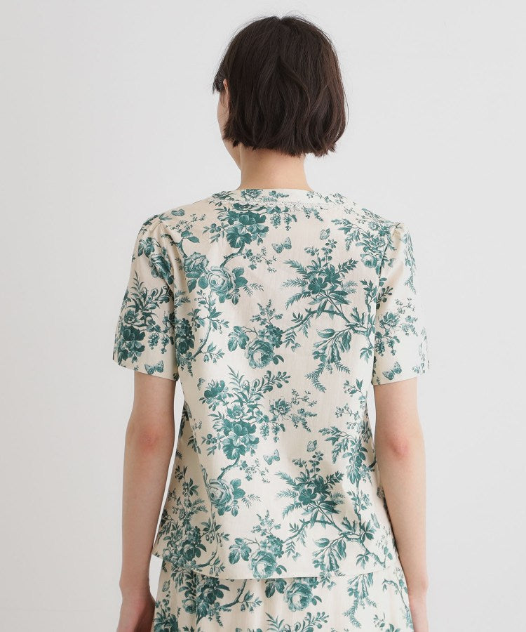 ローラ アシュレイ LAURA ASHLEY 【洗える／コットン100％／3colors／同柄アイテムあり】ウォールド ガーデン柄ブラウス （グリーン(123)） グリーン(123)