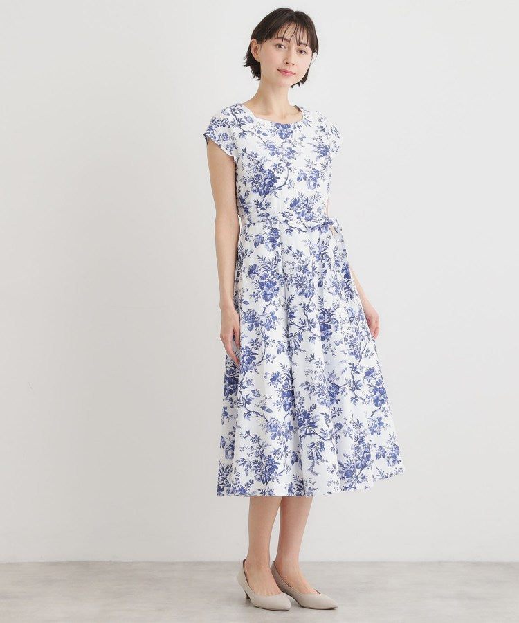 ローラ アシュレイ LAURA ASHLEY 【洗える／コットン100％／3colors／同柄アイテムあり】ウォールド ガーデン柄ワンピース （ネイビー(194)） ネイビー(194)