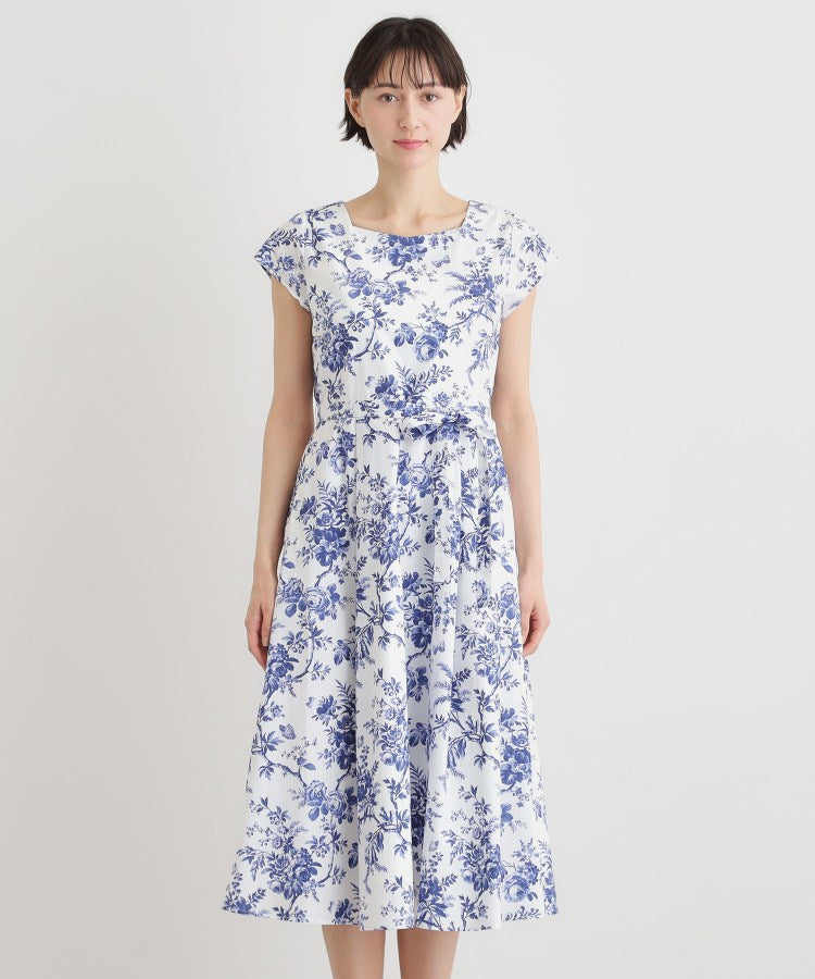 ローラ アシュレイ LAURA ASHLEY 【洗える／コットン100％／3colors／同柄アイテムあり】ウォールド ガーデン柄ワンピース （ネイビー(194)） ネイビー(194)