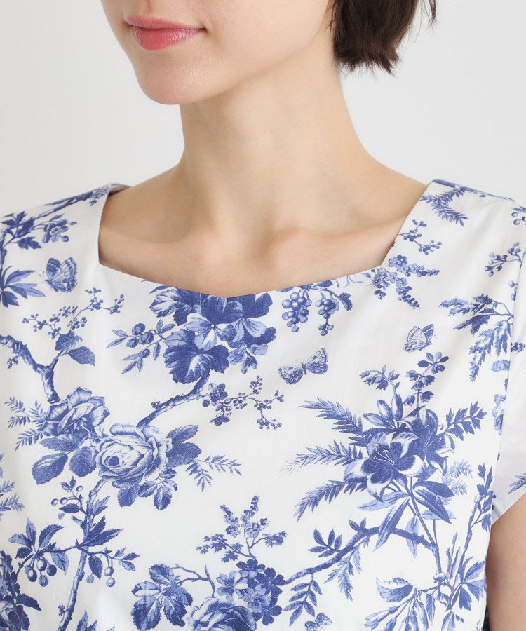 ローラ アシュレイ LAURA ASHLEY 【洗える／コットン100％／3colors／同柄アイテムあり】ウォールド ガーデン柄ワンピース （ネイビー(194)） ネイビー(194)