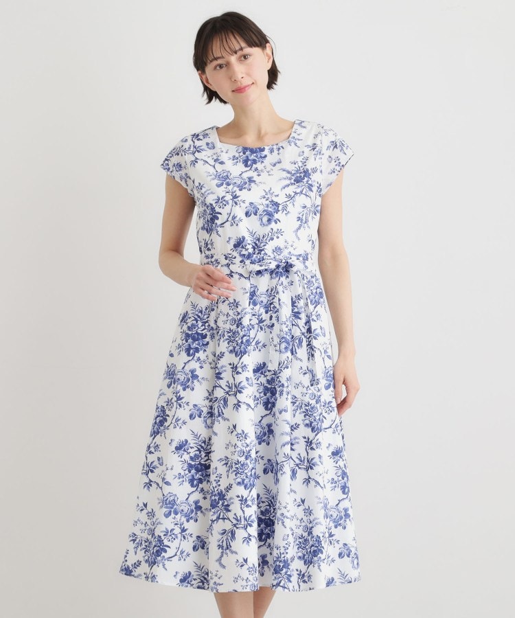 ローラ アシュレイ LAURA ASHLEY 【洗える／コットン100％／3colors／同柄アイテムあり】ウォールド ガーデン柄ワンピース （ネイビー(194)） ネイビー(194)