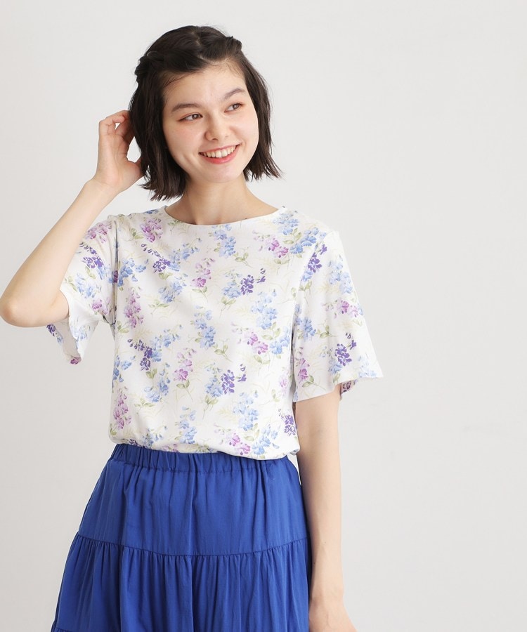 ローラ アシュレイ LAURA ASHLEY 【UVカット／接触冷感】ポリー柄 コットンジャージーTシャツ （オフホワイト(103)） オフホワイト(103)