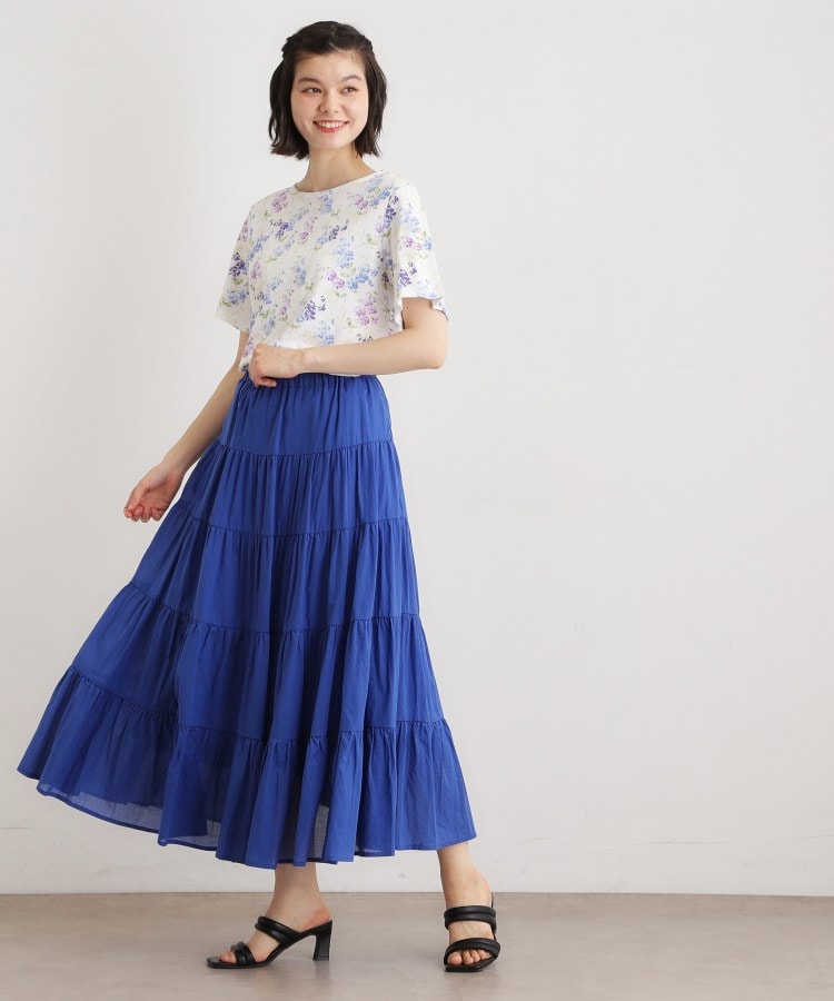 ローラ アシュレイ LAURA ASHLEY 【UVカット／接触冷感】ポリー柄 コットンジャージーTシャツ （オフホワイト(103)） オフホワイト(103)