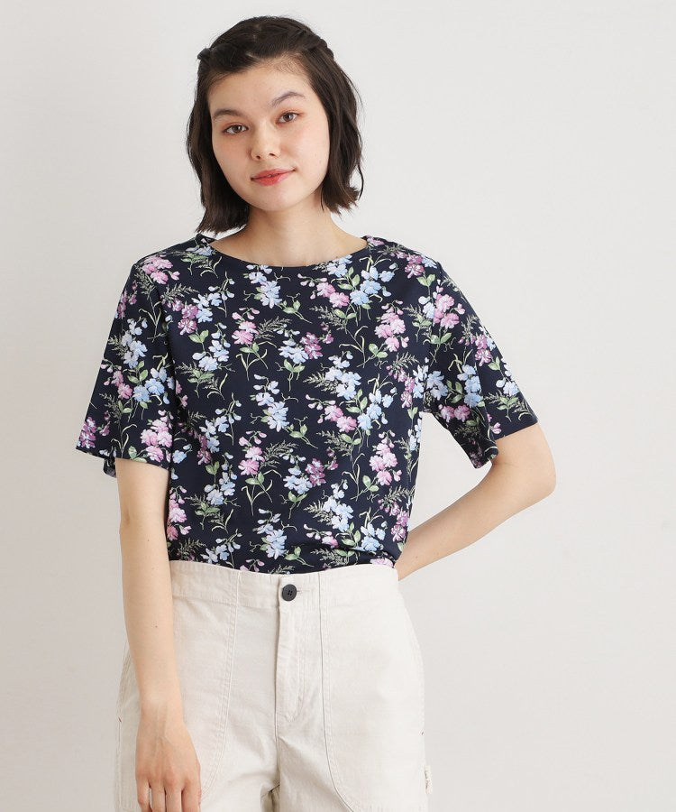 ローラ アシュレイ LAURA ASHLEY 【UVカット／接触冷感】ポリー柄 コットンジャージーTシャツ （オフホワイト(103)） オフホワイト(103)