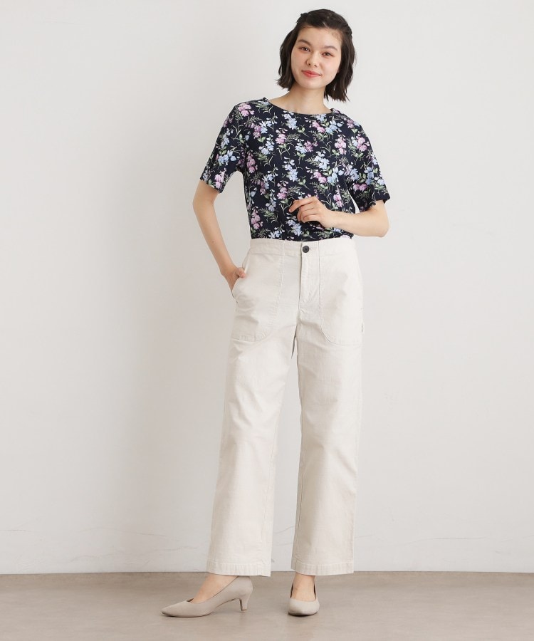 ローラ アシュレイ LAURA ASHLEY 【UVカット／接触冷感】ポリー柄 コットンジャージーTシャツ （オフホワイト(103)） オフホワイト(103)