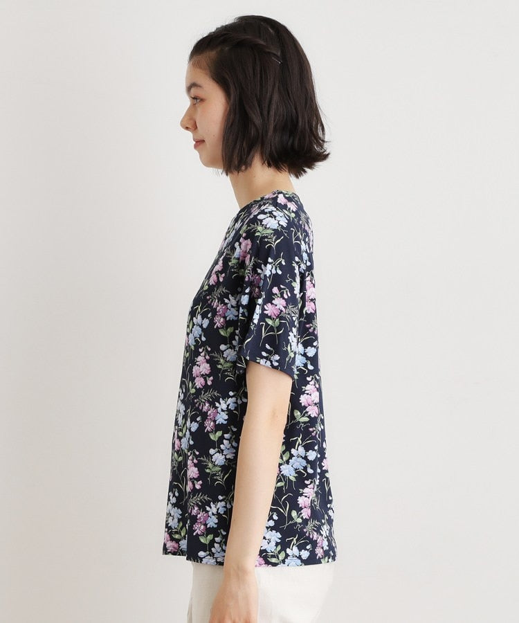 ローラ アシュレイ LAURA ASHLEY 【UVカット／接触冷感】ポリー柄 コットンジャージーTシャツ （オフホワイト(103)） オフホワイト(103)