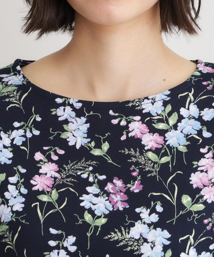 ローラ アシュレイ LAURA ASHLEY 【UVカット／接触冷感】ポリー柄 コットンジャージーTシャツ （オフホワイト(103)） オフホワイト(103)