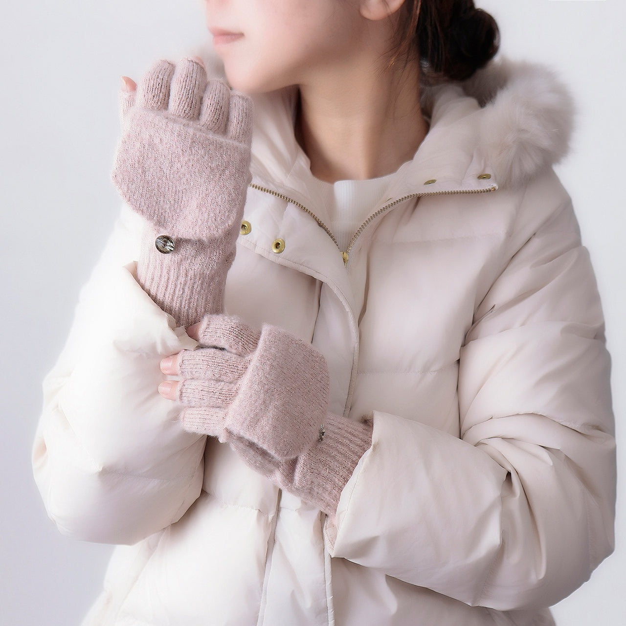 ローラ アシュレイ LAURA ASHLEY 婦人 ニット手袋 指切り