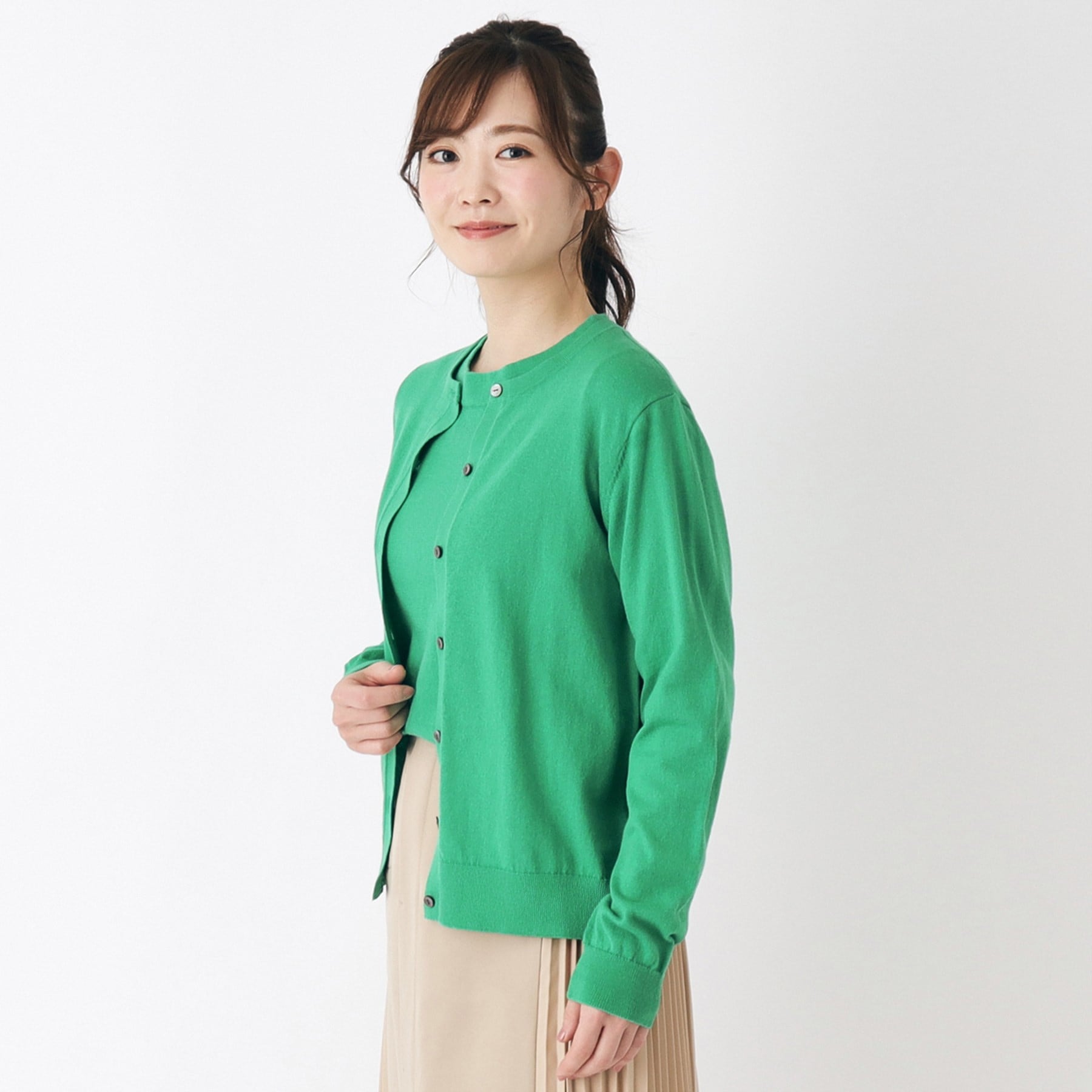 ローラ アシュレイ LAURA ASHLEY 【コットン混／クルーネック／同素材アイテムあり】カーディガン