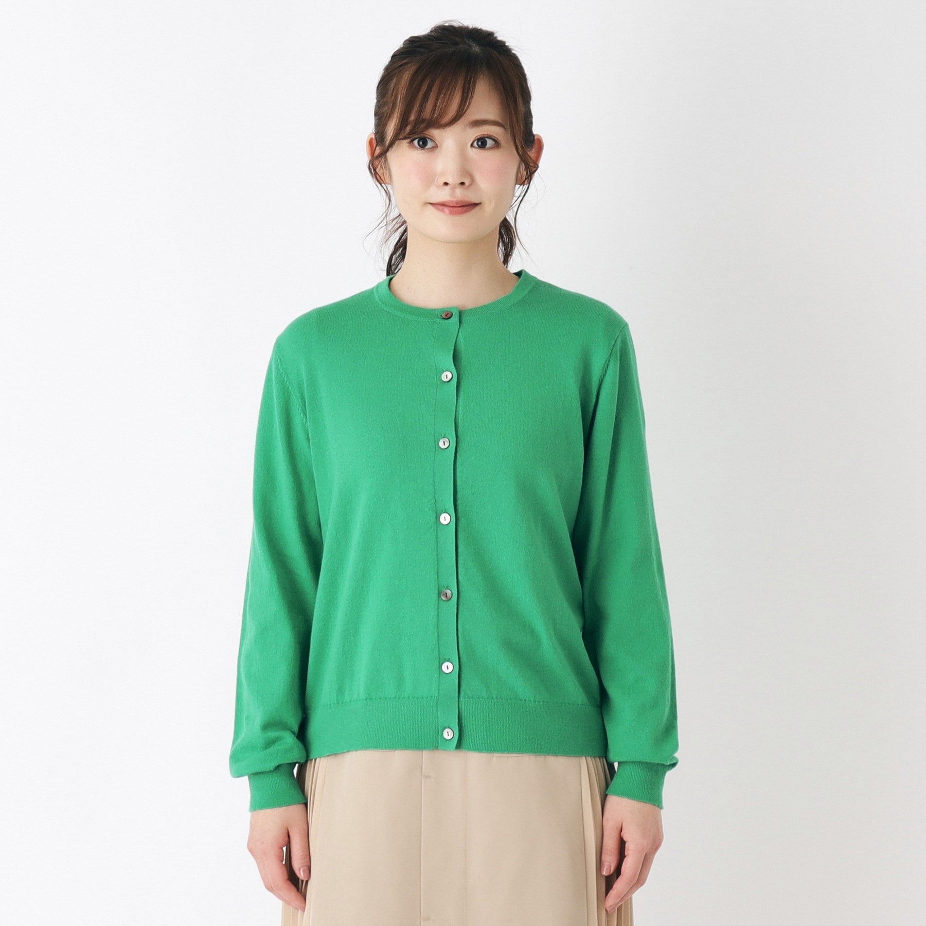 ローラ アシュレイ LAURA ASHLEY 【コットン混／クルーネック／同素材アイテムあり】カーディガン