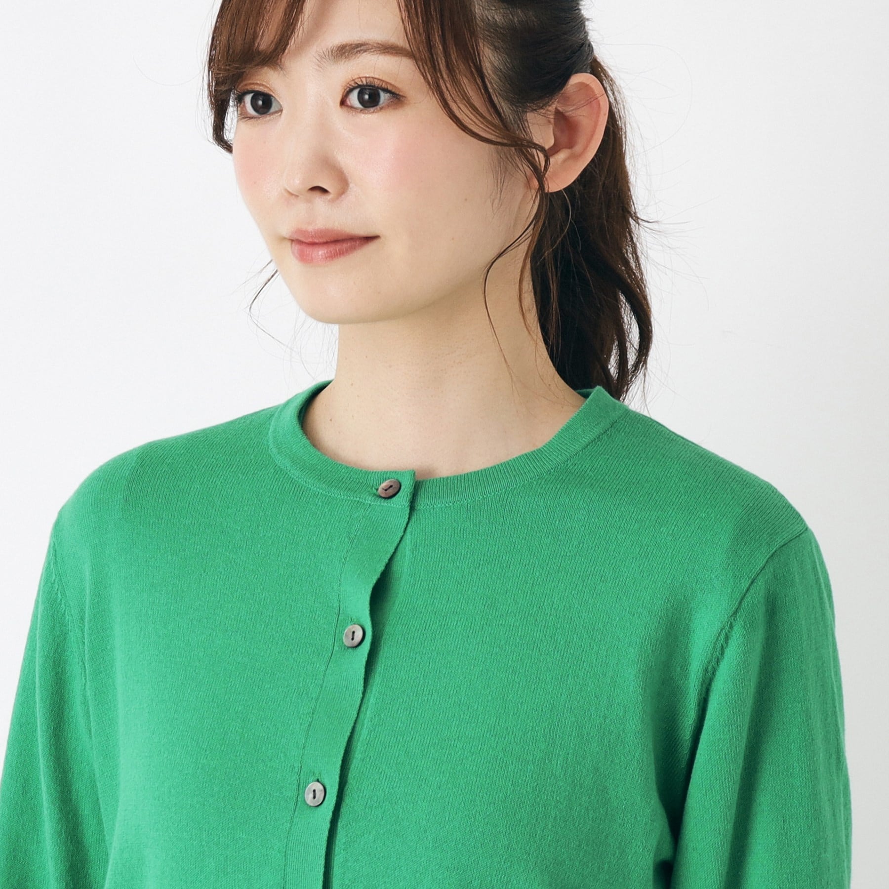 ローラ アシュレイ LAURA ASHLEY 【コットン混／クルーネック／同素材アイテムあり】カーディガン