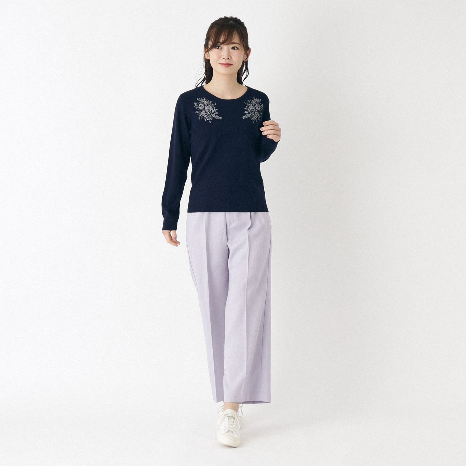 ローラ アシュレイ LAURA ASHLEY 【ウエストゴム／リネンライク素材】ワイドパンツ （ブラック(019)） ブラック(019)