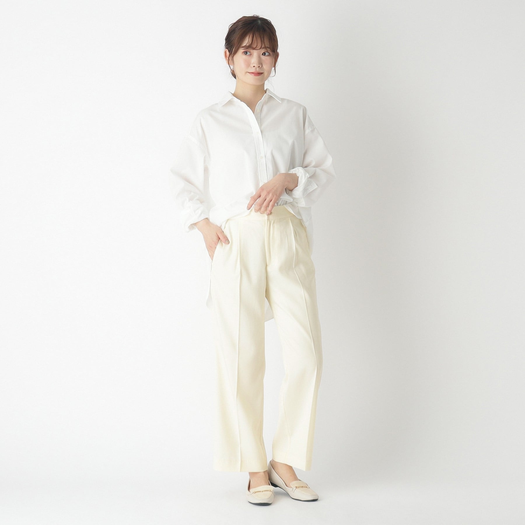 ローラ アシュレイ LAURA ASHLEY 【ウエストゴム／リネンライク素材】ワイドパンツ （ブラック(019)） ブラック(019)