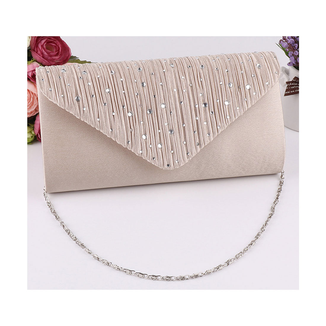 レースレディース Lace Ladies ビジュー付き2WAYパーティークラッチ,ベージュ