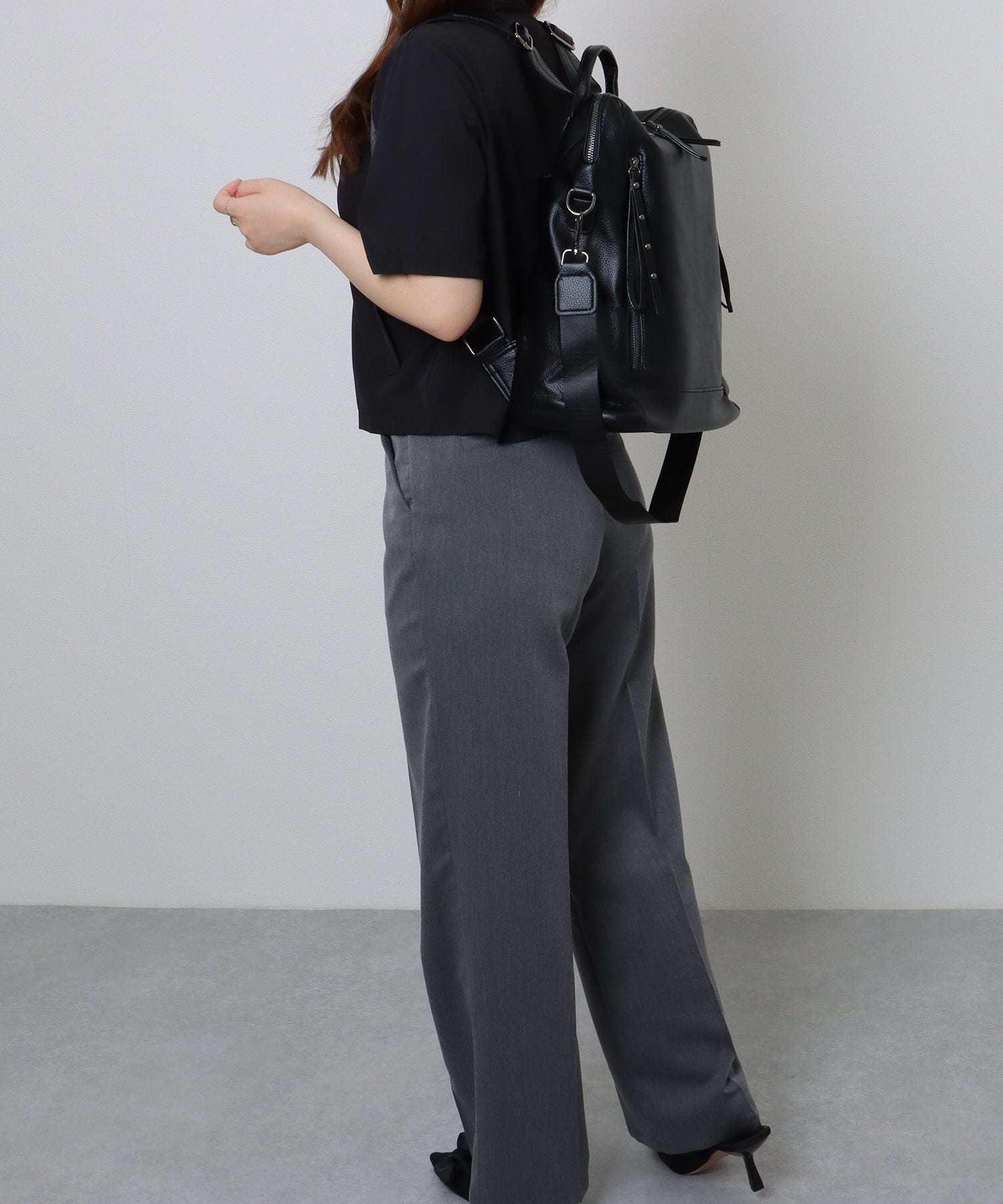 レースレディース Lace Ladies ソリッドカラー スクエア 2WAY バッグ （ブラック） ブラック