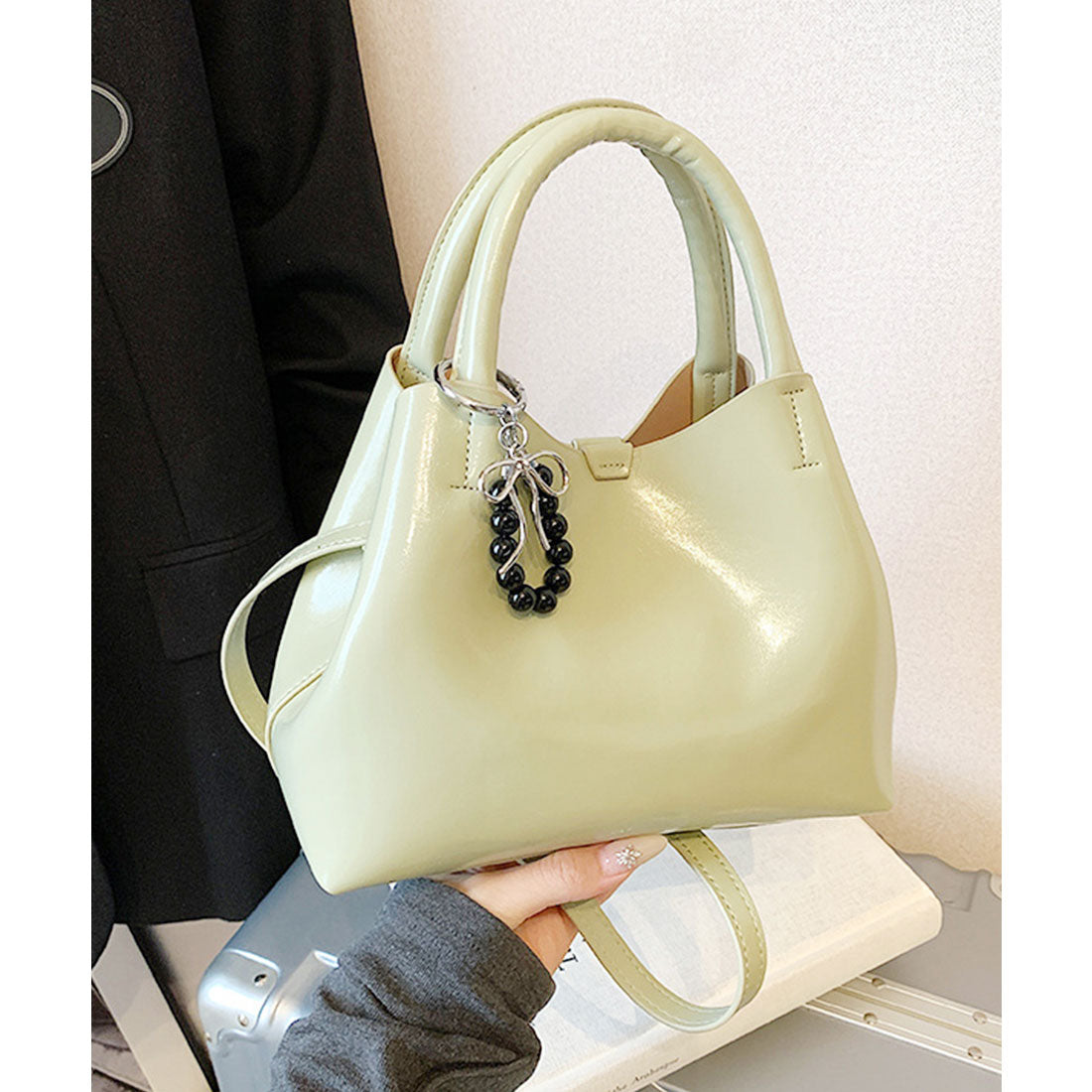 レースレディース Lace Ladies コンパクト スクエア 2WAY シンプル ショルダーバッグ （グリーン） グリーン