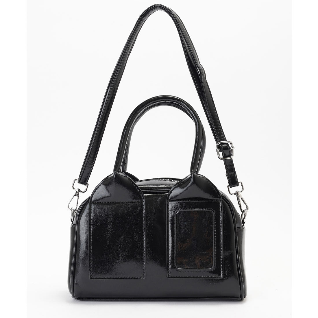 レースレディース Lace Ladies パスポケット付き レザー調 2WAY ボストン トートバッグ （ブラック） ブラック