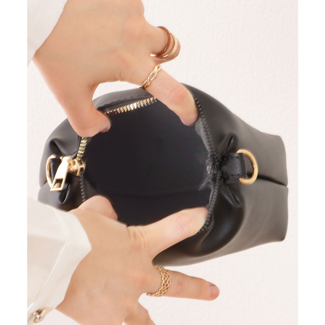 レースレディース Lace Ladies 2WAY レザー調 スクエア ショルダー ハンド クリア バッグ セット （ブラック） ブラック