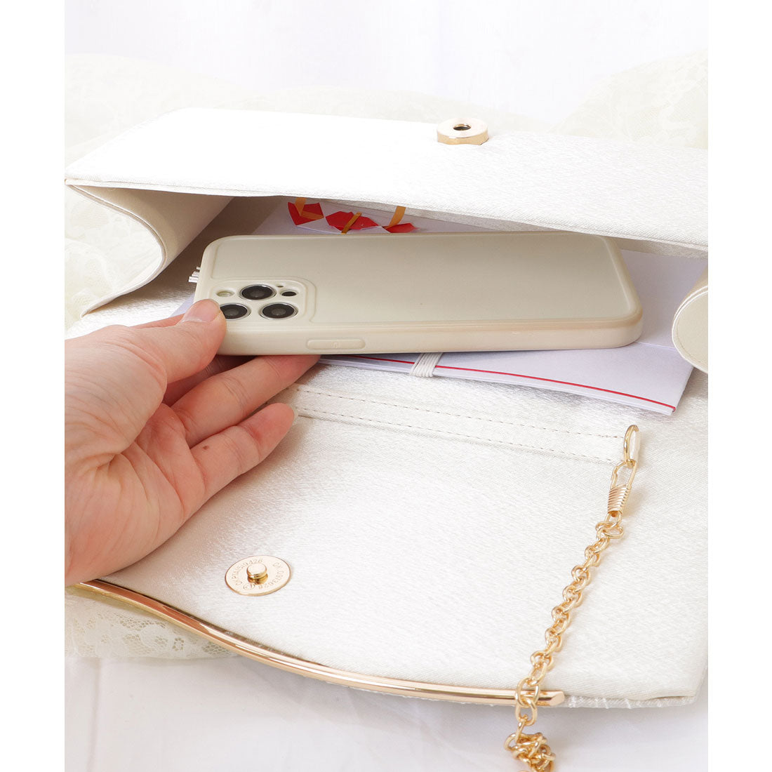 レースレディース Lace Ladies ウエーブ フラップ スクエア パーティー バッグ （ブラック） ブラック