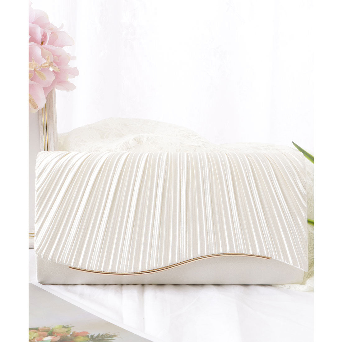 レースレディース Lace Ladies ウエーブ フラップ スクエア パーティー バッグ （アイボリー） アイボリー