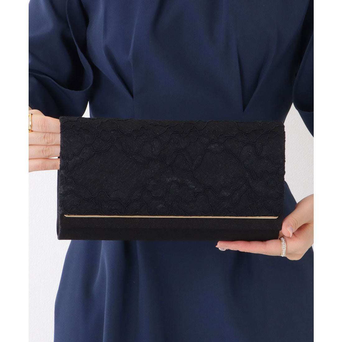 レースレディース Lace Ladies フラワー レース スクエア コンパクト クラッチ （ブラック） ブラック
