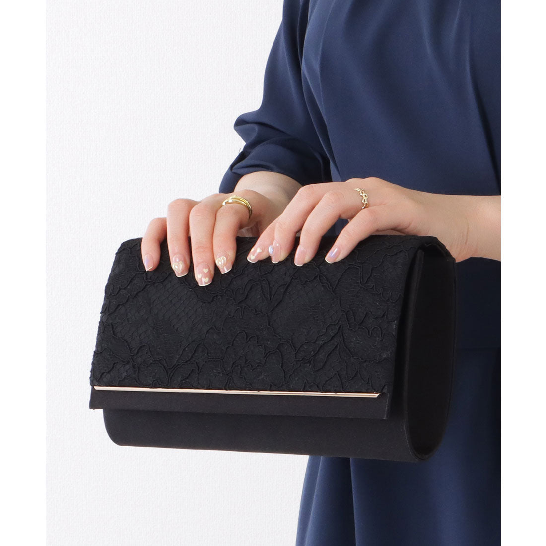 レースレディース Lace Ladies フラワー レース スクエア コンパクト クラッチ （ブラック） ブラック