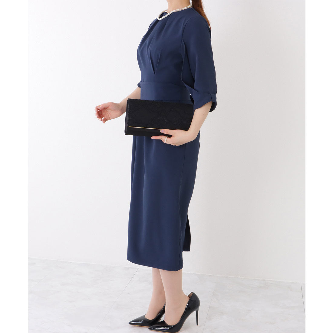レースレディース Lace Ladies フラワー レース スクエア コンパクト クラッチ （ブラック） ブラック
