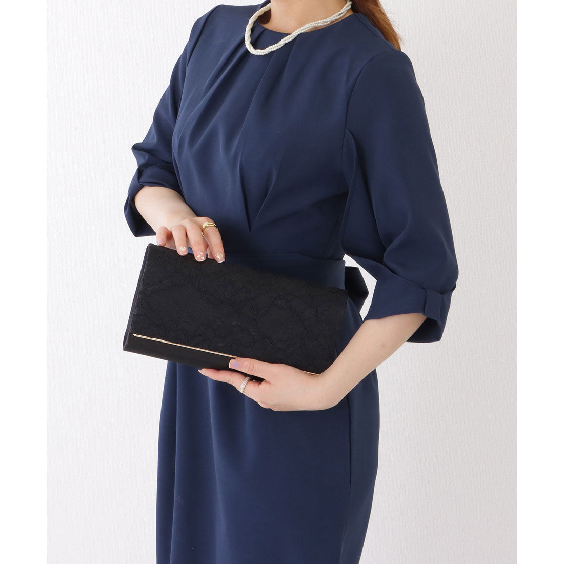レースレディース Lace Ladies フラワー レース スクエア コンパクト クラッチ （ブラック） ブラック